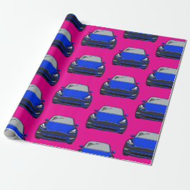 Papel De Presente Veículo elétrico azul SUV Carro Rosa
