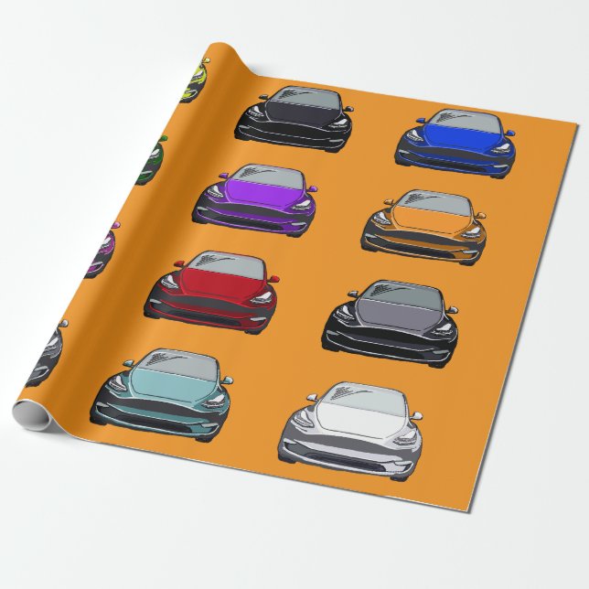 Papel De Presente Veículo Elétrico de VS Multicoloração Laranja (Desenrolado)