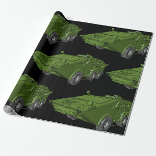 Papel De Presente Veículo Militar Blindado Verde