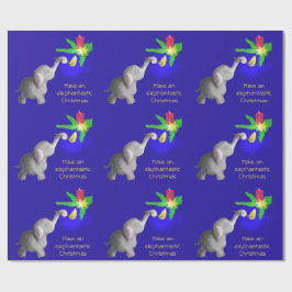 Papel De Presente Vela das luzes grandes do desenho Xmas elefante