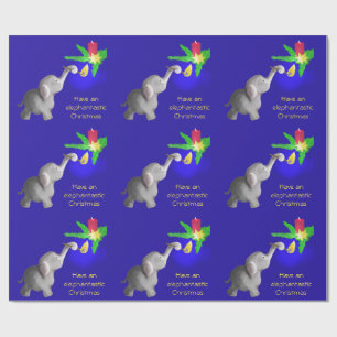 Papel De Presente Vela das luzes grandes do desenho Xmas elefante