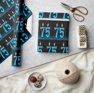 Papel De Presente velas de aniversário de 75 anos com olhos humoríst