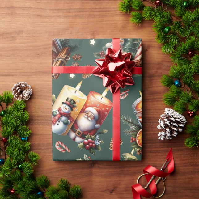 Papel De Presente Velas de Natal quentes (Presente de Natal)