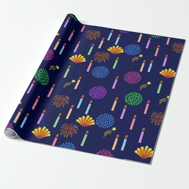 Papel De Presente Velas e fogos de artifício (Desenrolado)