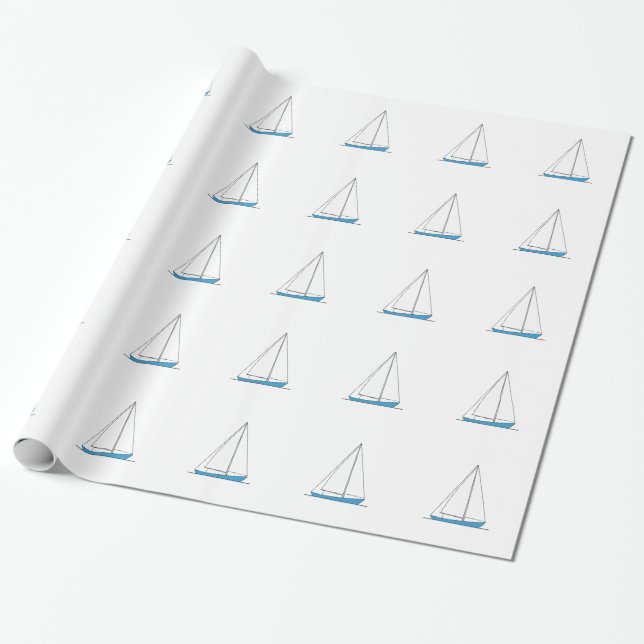 Papel De Presente Veleiros azuis de Sloop (Desenrolado)