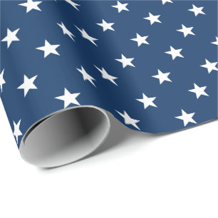 Papel De Presente Velha Glória Estrelas Azuis (escala média)