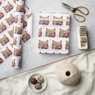 Papel De Presente Velhas Excêntricas com Vinho Tinto