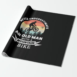 Papel De Presente velho homem com uma bicicleta de montanha mtb