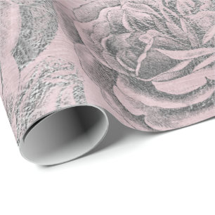 Papel De Presente Veludo floral do Pastel do rosa do rosa das cinzas