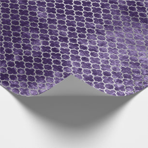 Papel De Presente Veludo violeta roxo metálico de prata de