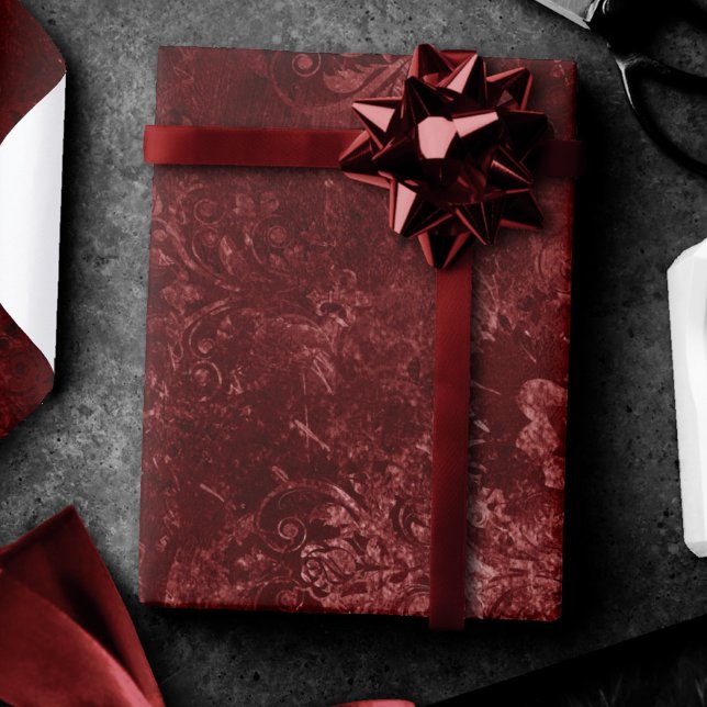 Papel De Presente Velvety Henna Damask | Grunge vermelhos (Criador carregado)