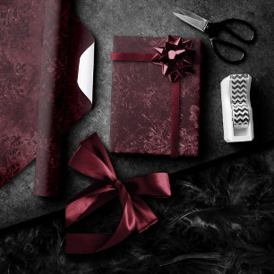 Papel De Presente Velvety Wine Damask Bordeaux Sangria Grunge Glam