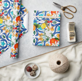 Papel De Presente Verão, azulejos sicilianos, majolica, azulejo cerâ