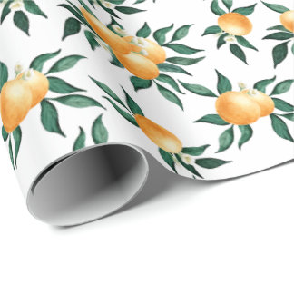 Papel De Presente Verão Botânico Laranja Cítrico Costa Amalfi 