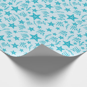 Papel De Presente Verão de Estrela-do-Mar Azul Casamento na Praia Se