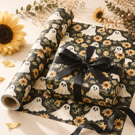 Papel De Presente Verão Gótico de Fantasmas e Girassóis
