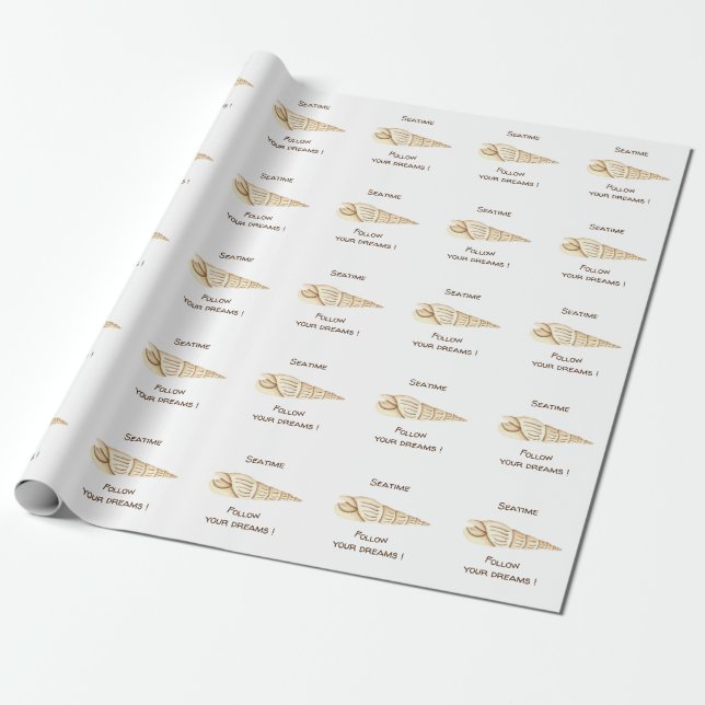 Papel De Presente Verão Siga seus sonhos Concha Romântico Fofo (Desenrolado)