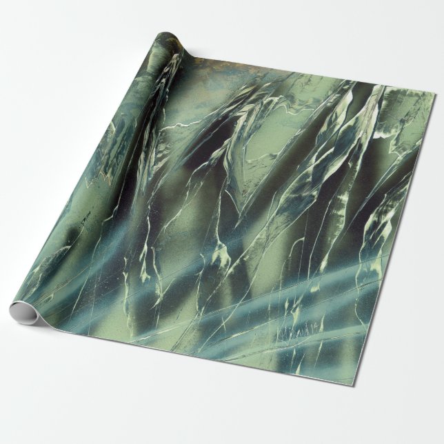 Papel De Presente Verde ao Cinza Escuro (Desenrolado)