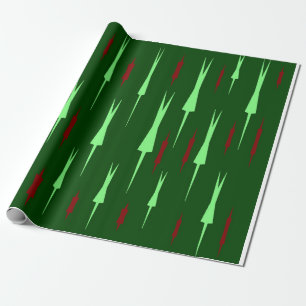 Papel De Presente Verde claro de Natal verde escuro e vermelho