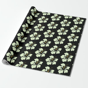 Papel De Presente Verde-claro no Hibiscus Preto