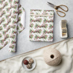 Papel De Presente Verde clássico elegante de Natal e baga sagrada<br><div class="desc">Mola aquosa minimalista Clássica Verde de Natal e bagas ocas papel de embrulho,  Impressões Violetas ©</div>