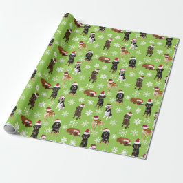 Papel De Presente Verde de Snowflake de Santa Hat