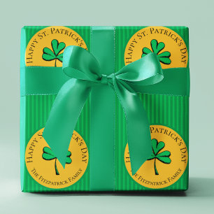 Papel De Presente Verde e Dourado Dia de São Patrício Feliz, verde r