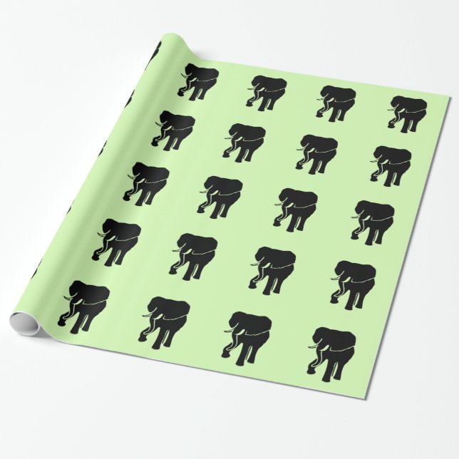 Papel De Presente Verde-Elefante Africano (Desenrolado)