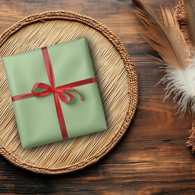 Papel De Presente Verde Erva Cor Sólida | Clássico | Elegante (Criador carregado)