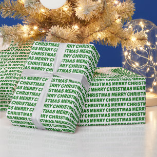 Papel De Presente Verde escuro na tipografia de Natal branco