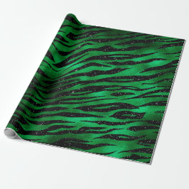 Papel De Presente Verde Esmeralda e Glam Preto Estampa Animal