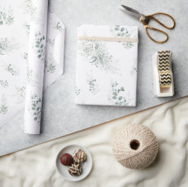 Papel De Presente Verde Eucalipto Elegante