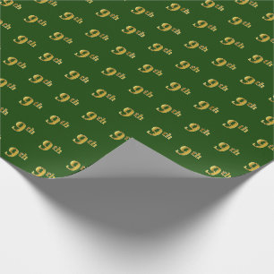 Papel De Presente Verde, evento do ouro do falso 9o (nono)