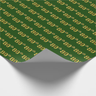 Papel De Presente Verde, evento (octogésimo) Dourado do 80 do falso