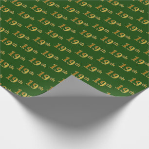 Papel De Presente Verde, Faux Dourado 19º (19º) Evento
