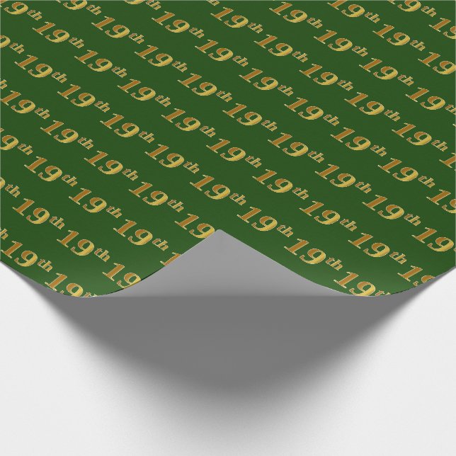 Papel De Presente Verde, Faux Dourado 19º (19º) Evento (Ponta)