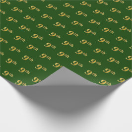 Papel De Presente Verde, Faux Dourado 9º (Nono) Evento