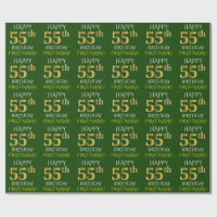 Verde, Faux Dourado "FELIZ 55 ANOS"
