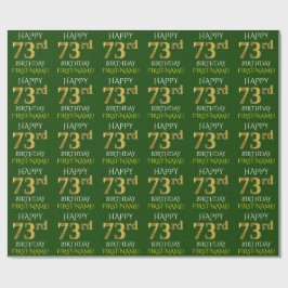 Papel De Presente Verde, Faux Dourado "FELIZ 73º ANIVERSÁRIO"