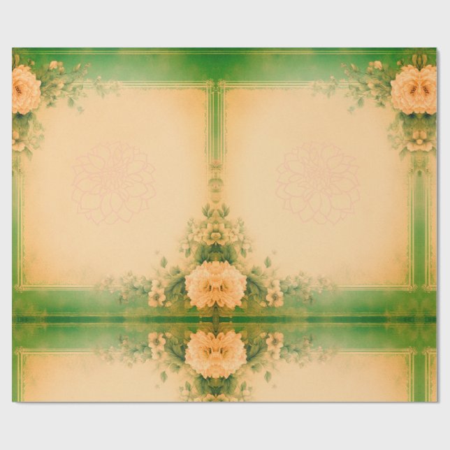 Papel De Presente Verde Floral (Aberto)
