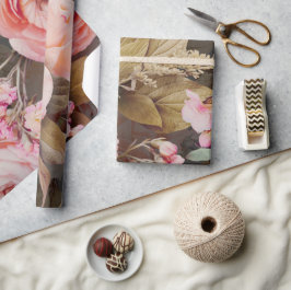 Papel De Presente Verde Floral Rosa Russo Eucalyptus