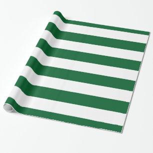 Papel De Presente Verde Floresta, Branco com Listras em Padrão XL