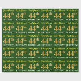 Papel De Presente Verde, Imitação Dourada Olha "44 de ANIVERSÁRIO"