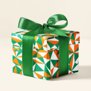 Papel De Presente Verde Laranja Branco - Bandeira Irlandesa Cores Ge