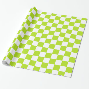 Papel De Presente Verde limão e branco verificados