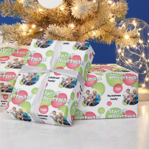 Papel De Presente verde limão e Red Photo Christmas Bauble