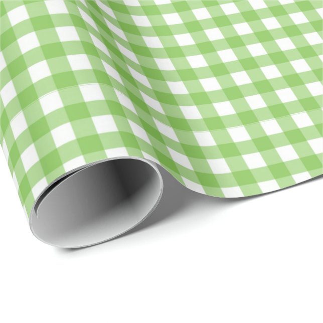 Papel De Presente Verde Limão| Papel Branco De Lavagem De Gingham (Ponta do rolo)