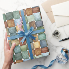 Papel De Presente Verde Marrom Azul Amarelo Quadrados Aniversário