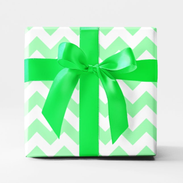Papel De Presente Verde Menta e Chevron Branco (Mint Green and White Chevron Wrapping Paper)