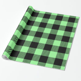 Papel De Presente Verde Menta Preto Plaid Lenhador Búfalo Enorme